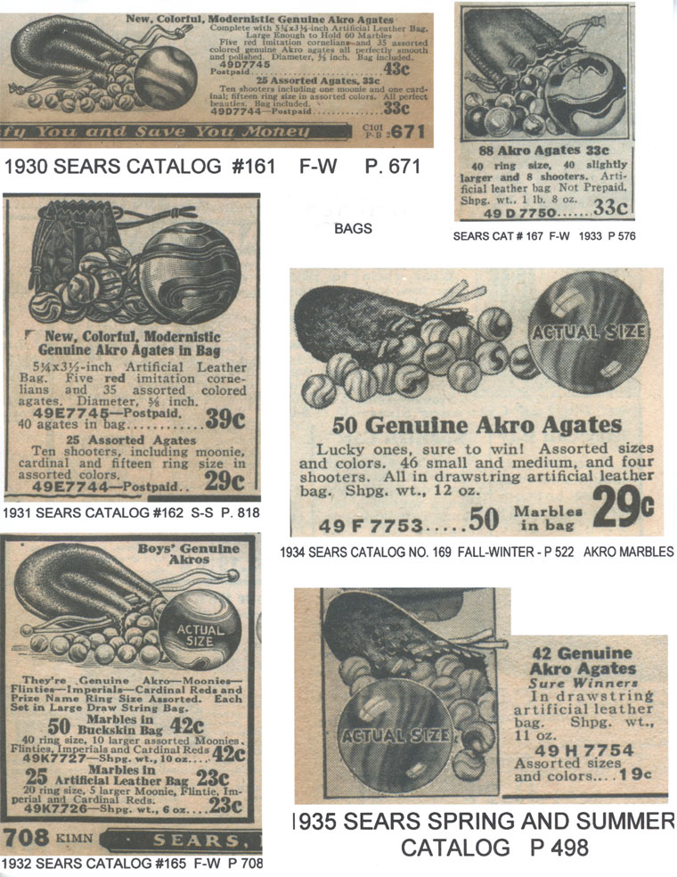 Plate 3 Akro Agate Marbles As In 1935 Sears Spring & Summer Catalog.